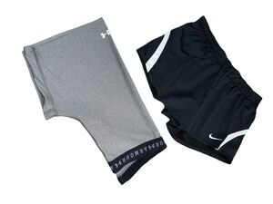 Nike Dri-Fit Black Running Shorts + Under Armour Compression Shorts 2-Pack Sz L
